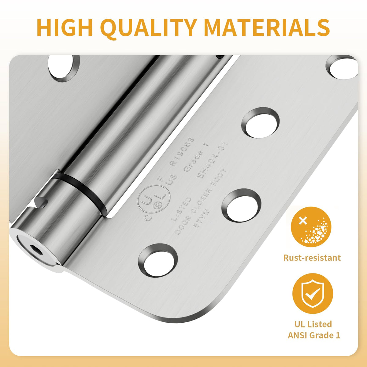 3 Pack Self Closing Door Hinges, 4 Inch, Adjustable Tension