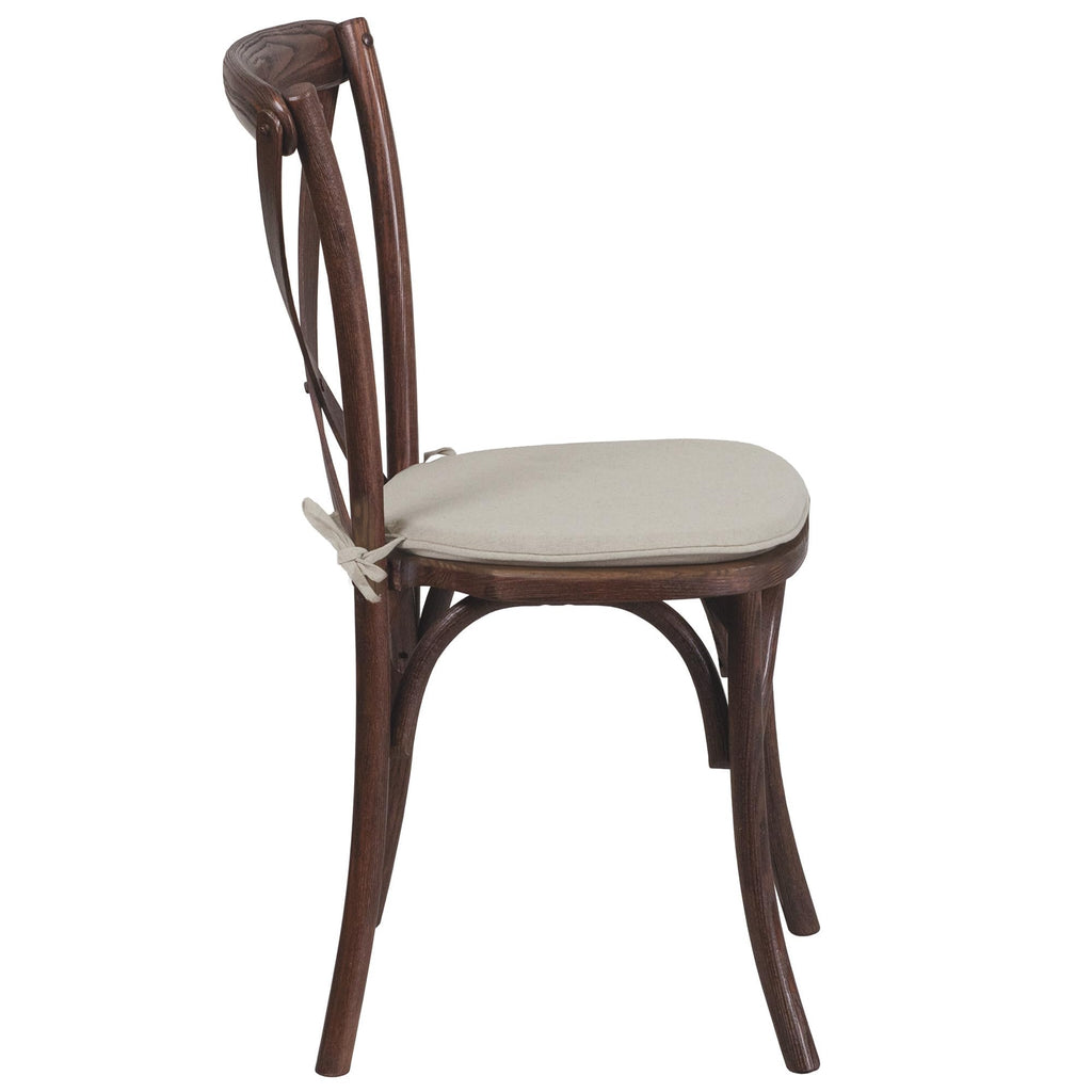 Hercules Wood Cross Back Stackable Chair, Mahogany