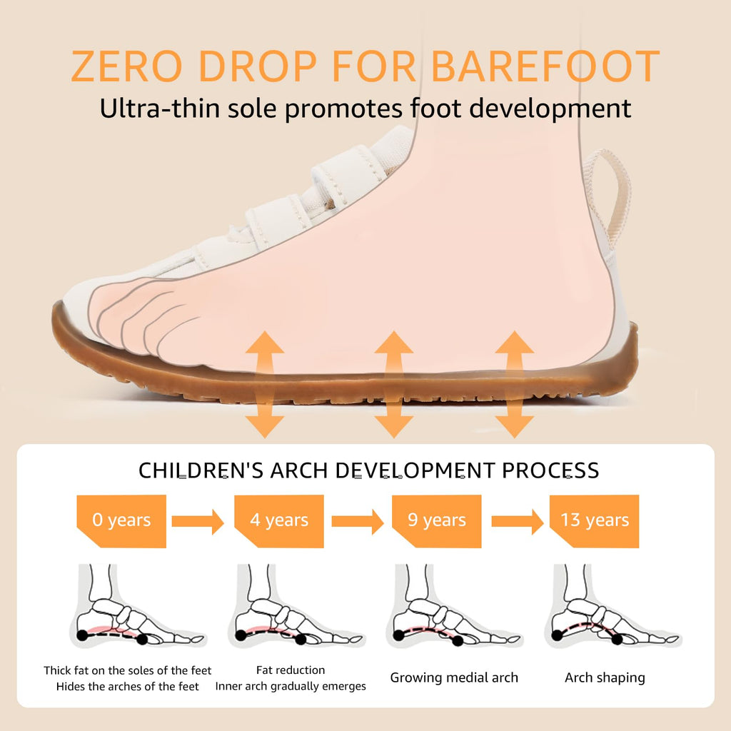 Toddler Shoes Barefoot Sneakers Beige Brown T9