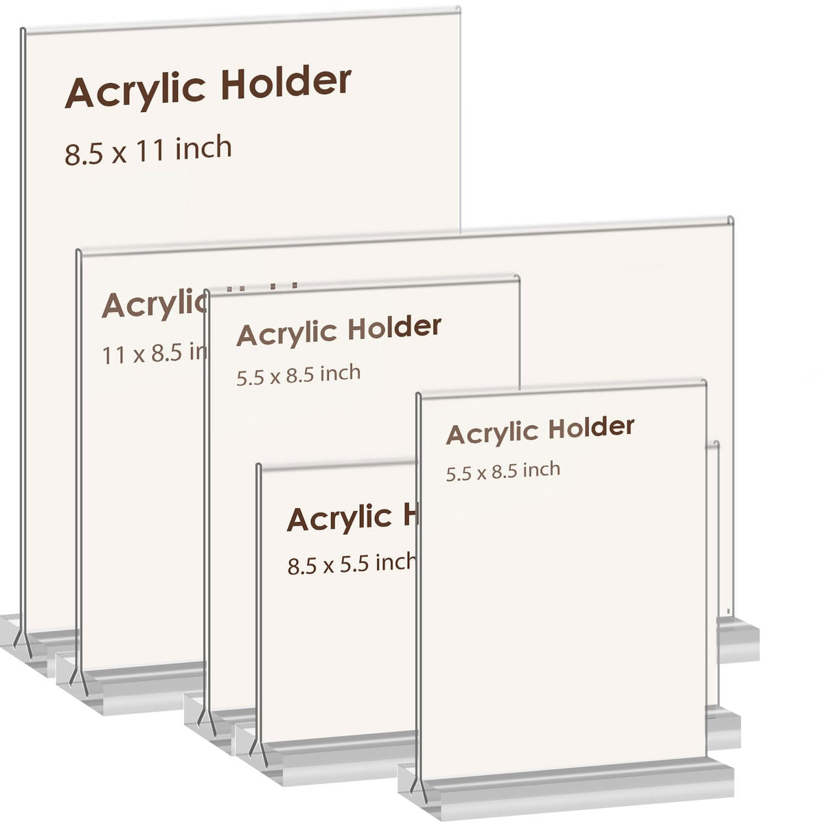 5"x7" Acrylic Sign Holder 6 Pack Vertical T Shape Double-Sided Desktop Display Holder