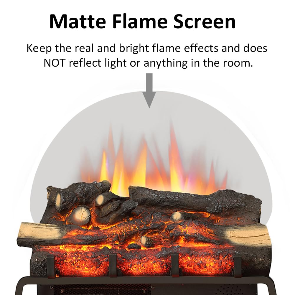 LegendFlame 23" W Free Standing Electric Fireplace Log Set, Fireplace Insert, Heater 750W/1500W, Crackling