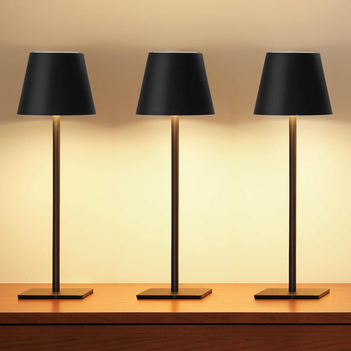 3 Pack Cordless Table Lamp, Battery Operated Lamp - Portable Waterproof Rechargeable Table Lamp w/ 3 Color Temps &