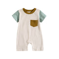 Summer Outfit One Piece Clothes Infant Newborn Baby Boy Romper Jumpsuit Short Sleeve Bodysuit Overalls Patchwork