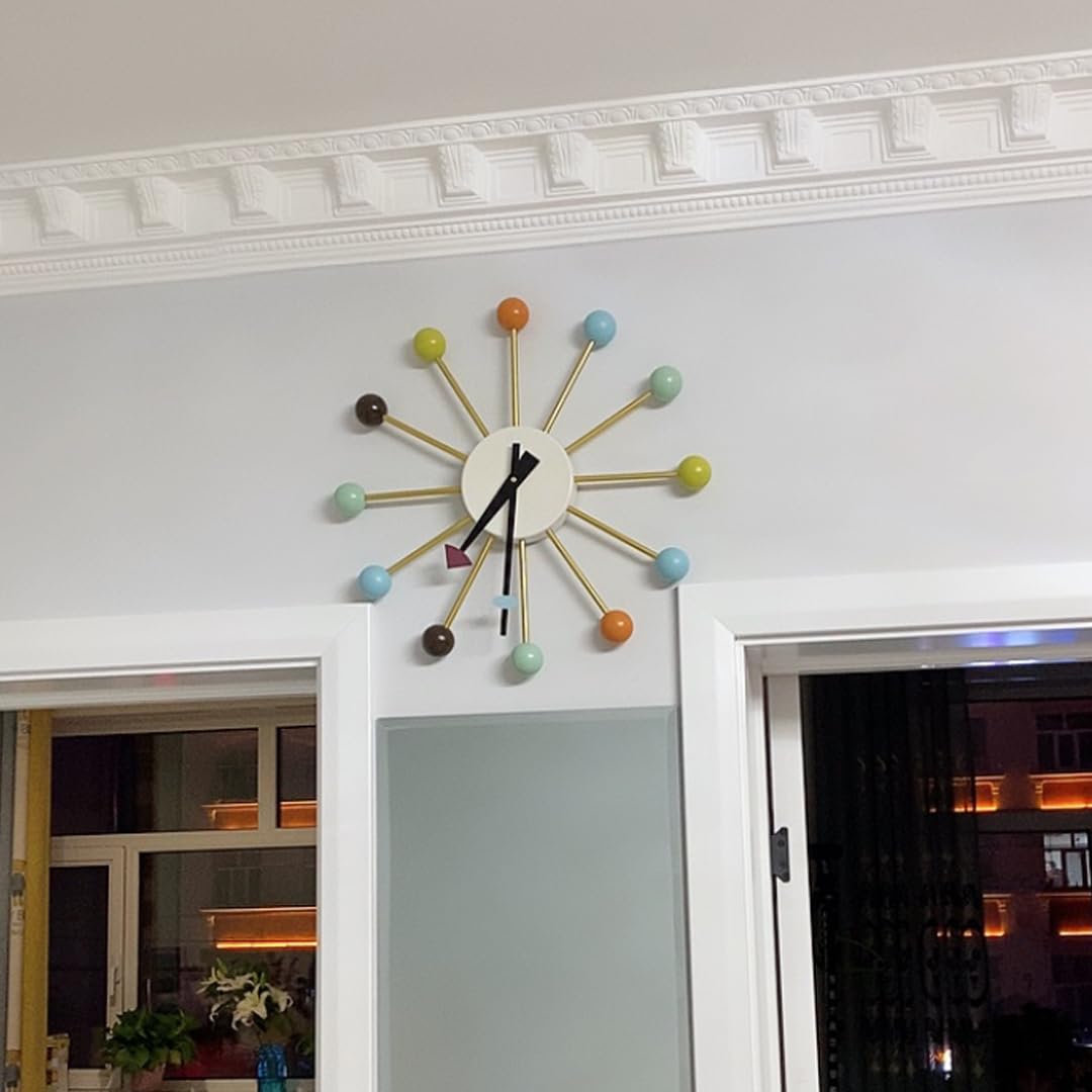 Inspired Nelson Style Mid Century Quartz Modern Wall Ball Clock Retro Multicolor Large