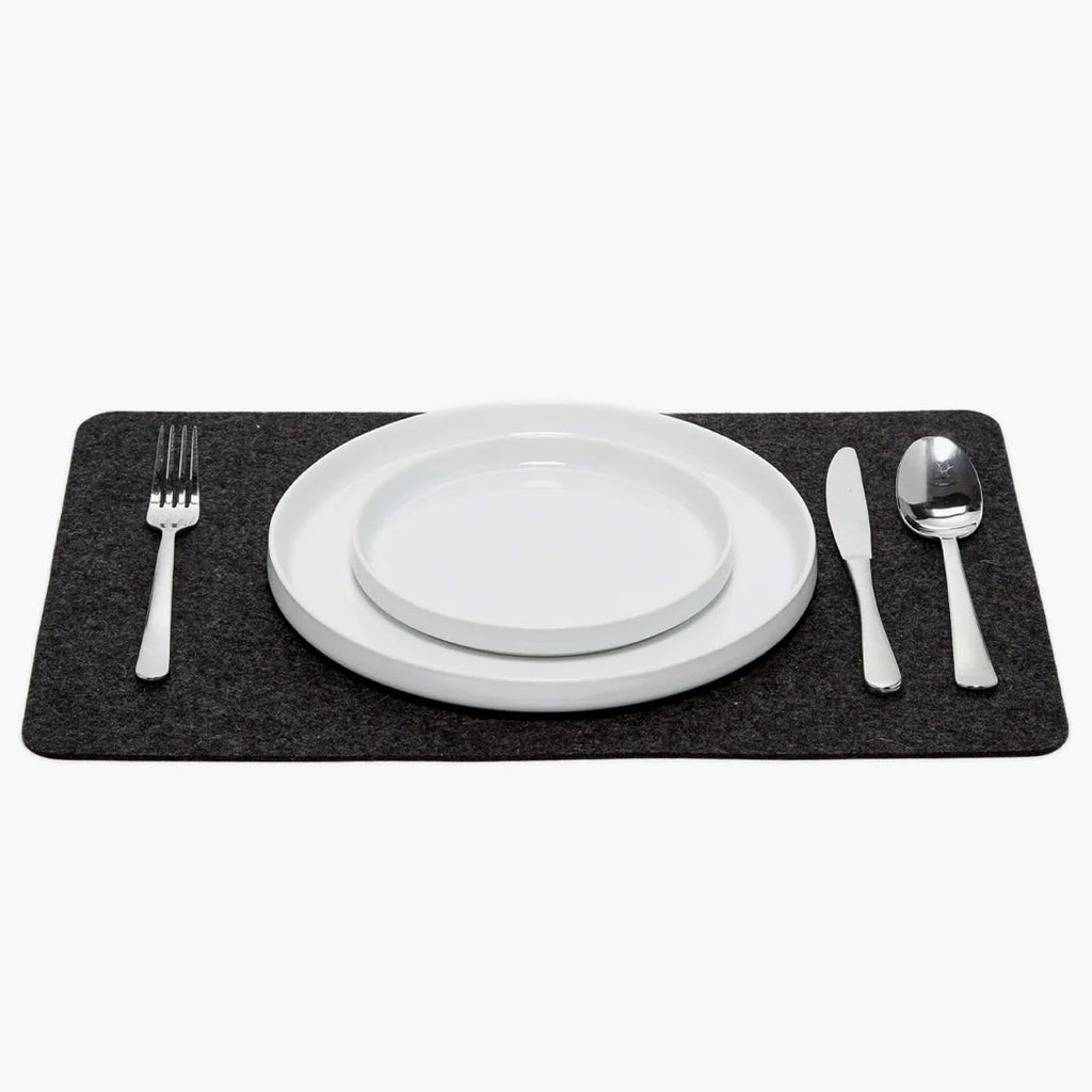 Merino Wool Rectangle Placemat - Charcoal (12" H x 18" W) - 3mm Merino Wool Felt Table Mat - Moisture Wicking - Odor