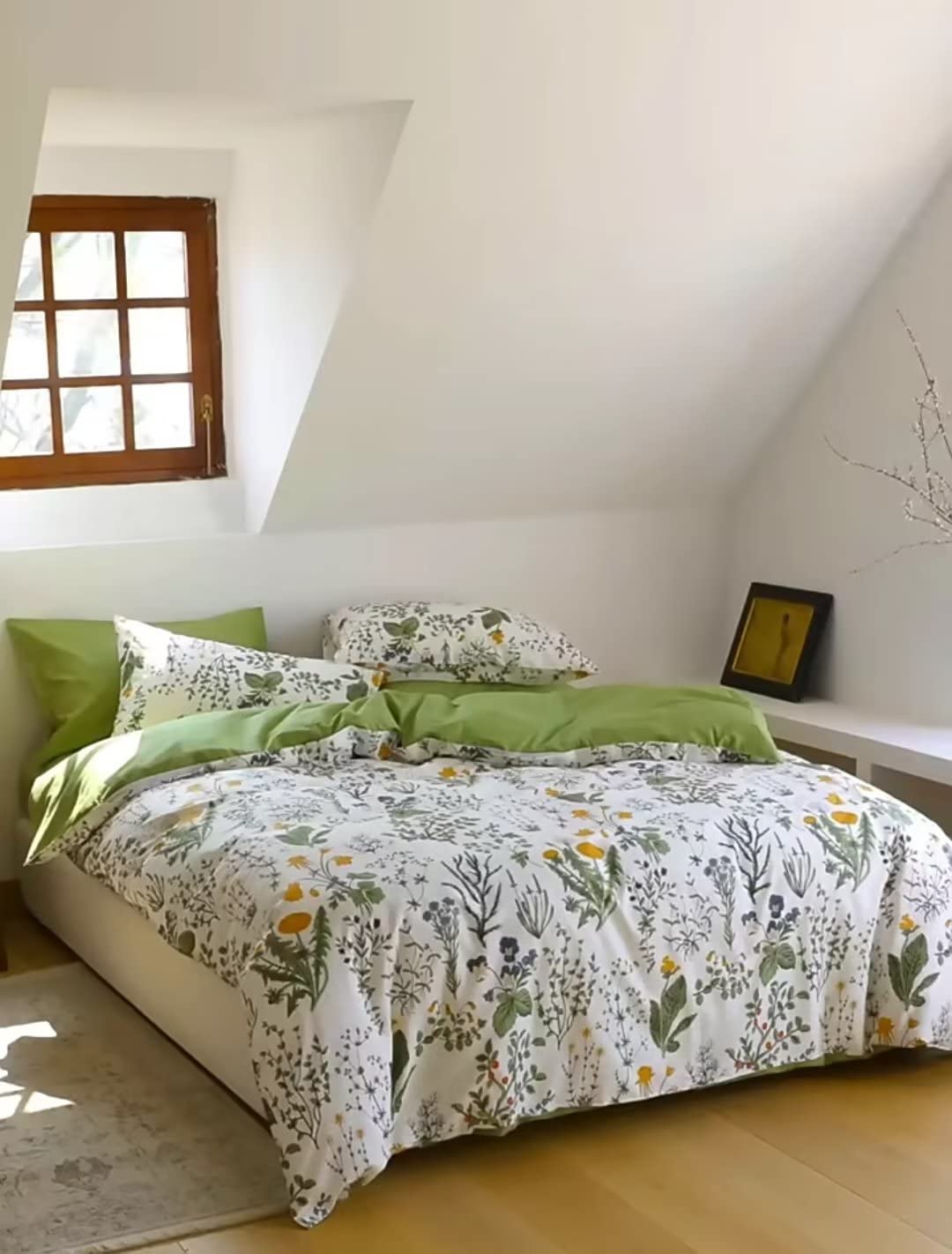 Green Floral Comforter Set Twin Yellow Green Botanical Bedding Set Twin Size Boho Comforter for Girls Women Boy Men