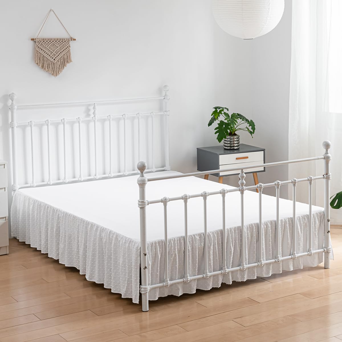 Tufted Dot Bed Skirt - Ruffled Bed Skirt with Split Corners