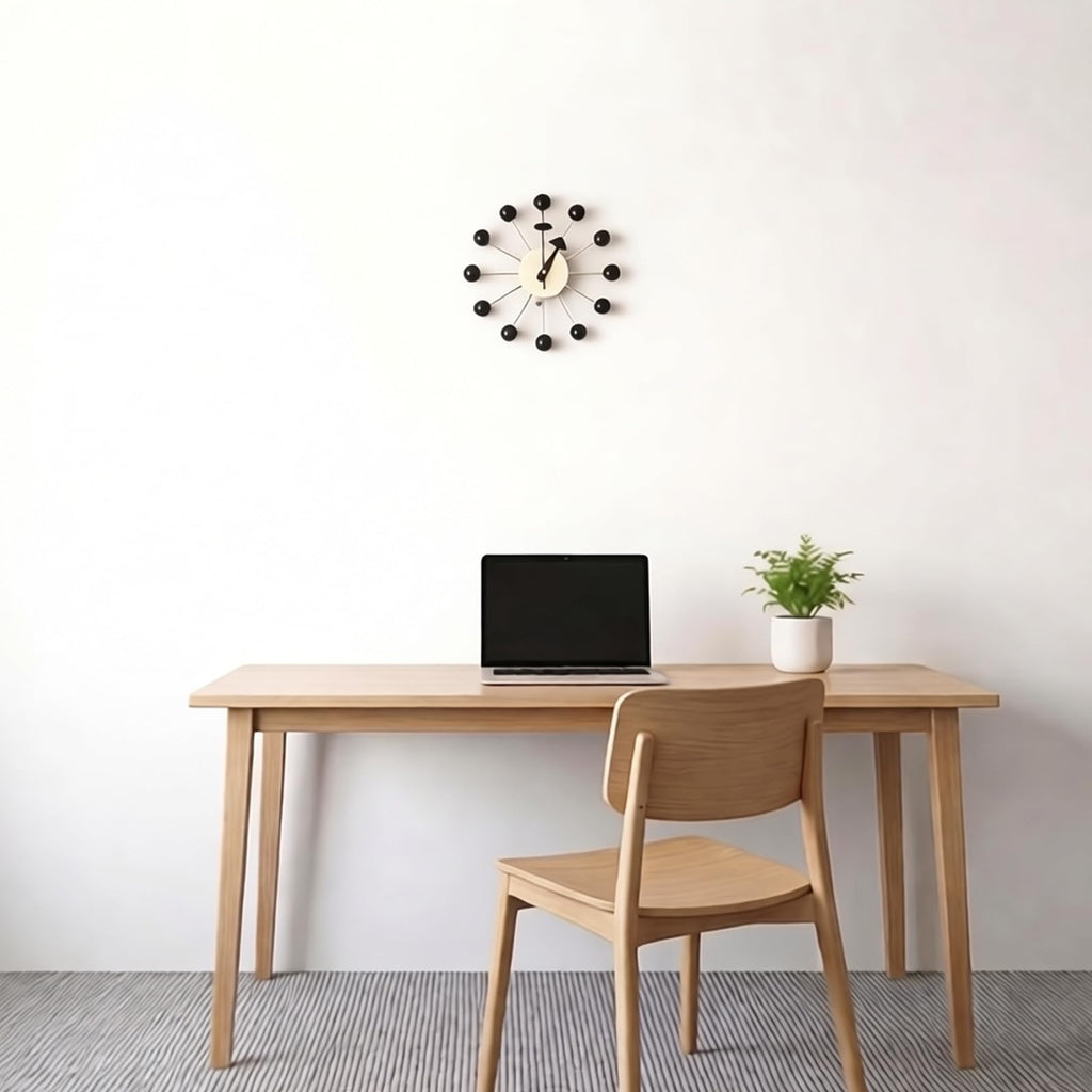 Inspired Nelson Style Modern Mid Century Retro Design Solid Wood Wall Ball Clock Black