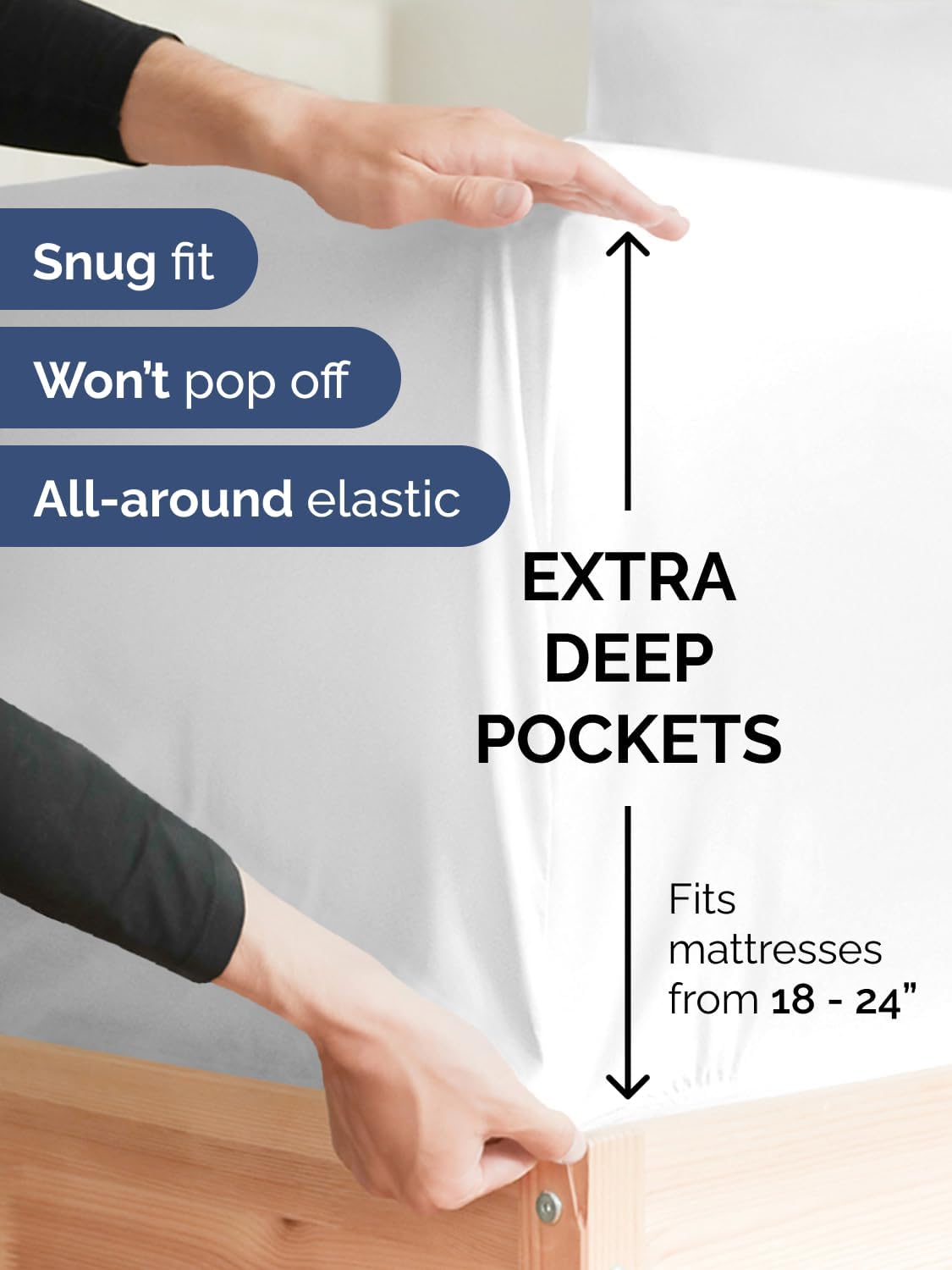 Extra Deep Twin Sheet Set - 4 Piece Breathable and Cooling Sheets - White