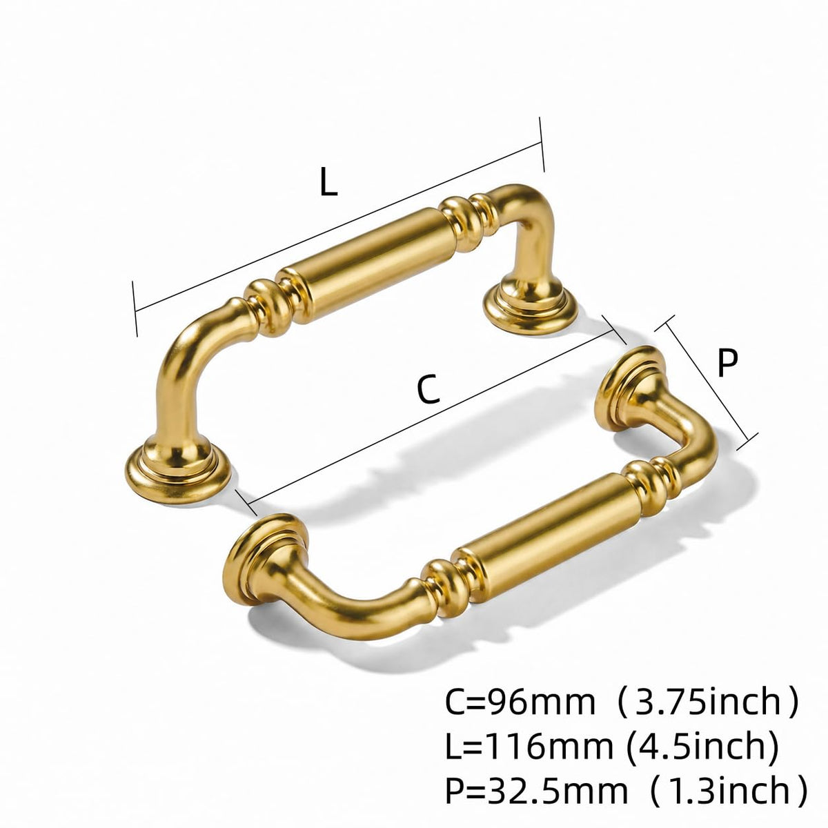 10-Pack 3-3/4-Inch Vibrant Brushed Moderne Brass Cabinet Pulls