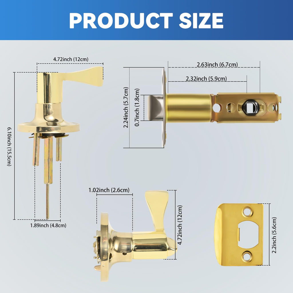 High-Security Stainless Steel Door Lever with Lock & Key(Gold)