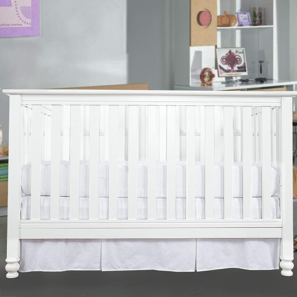 Crib Bed Skirt Pleated Crib Skirt Dust Ruffle, 100% Natural Cotton, Nursery Crib Toddler Bedding Skirts for Baby Boys