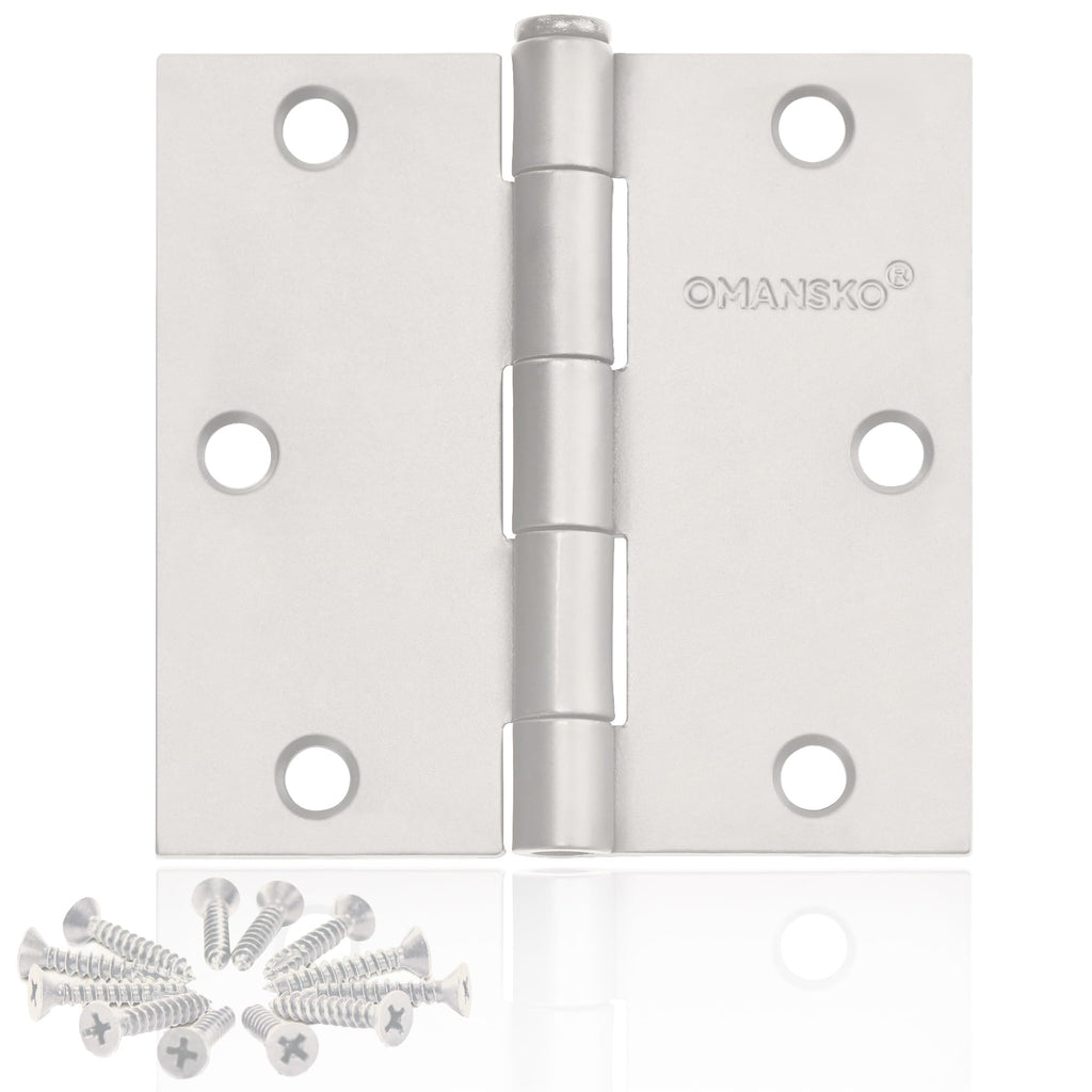 6 Pack White Door Hinges, 3.5 x 3.5 Inch White Hinges for Interior Doors 3 1/2 Inch Hinges for Residential Doors