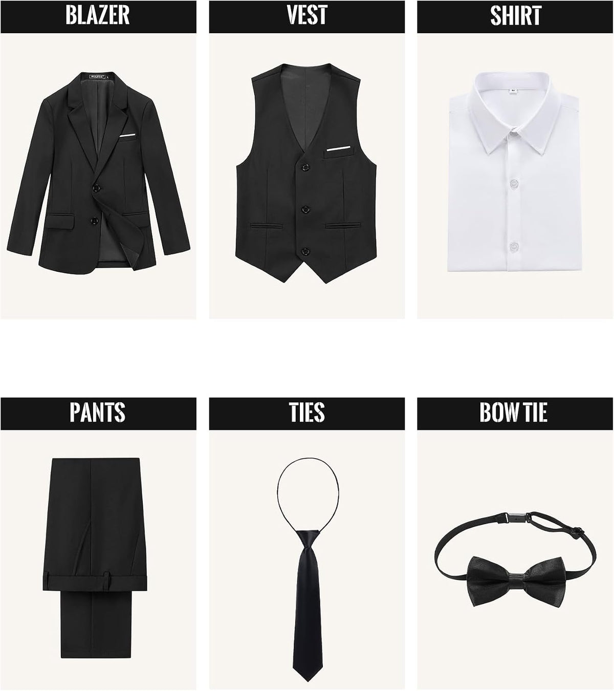 Boys' Formal Suit Set,Slim Fit Tuxedo Wedding Suit with Adjustable Waist