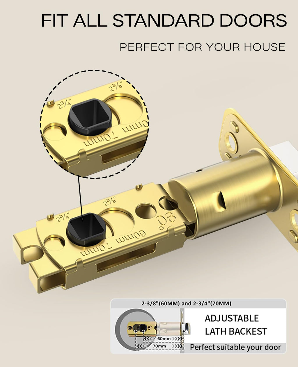 1 Pack Brushed Gold Passage Interior Door Handles