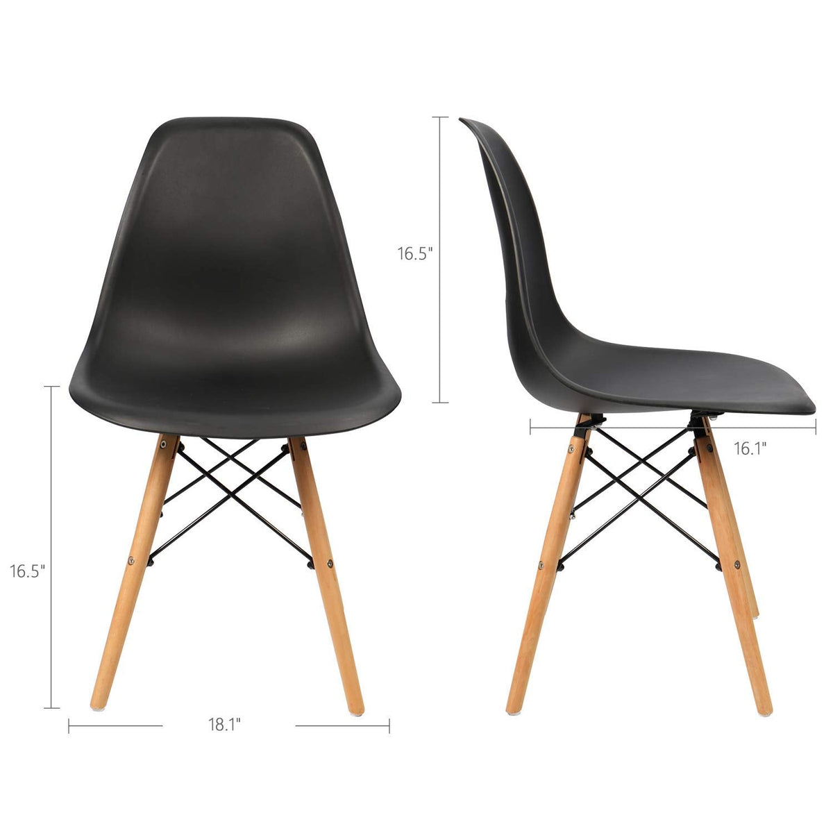 Inspired Eames Style Modern Dining Chairs Mid Century Pre Assembled DSW Chair Classic Shell Lounge Plastic Side Chairs Set of 4