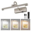 11.8" Nickel Picture Lights for Wall Rechargeable,10000mAh LED Battery Operated Art Light for Paintings,3CCT