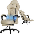 Gaming Chair with Massager Lumbar Support, 400LBS Weight Capacity | Computer Chair with Footrest & Linkage Armrests
