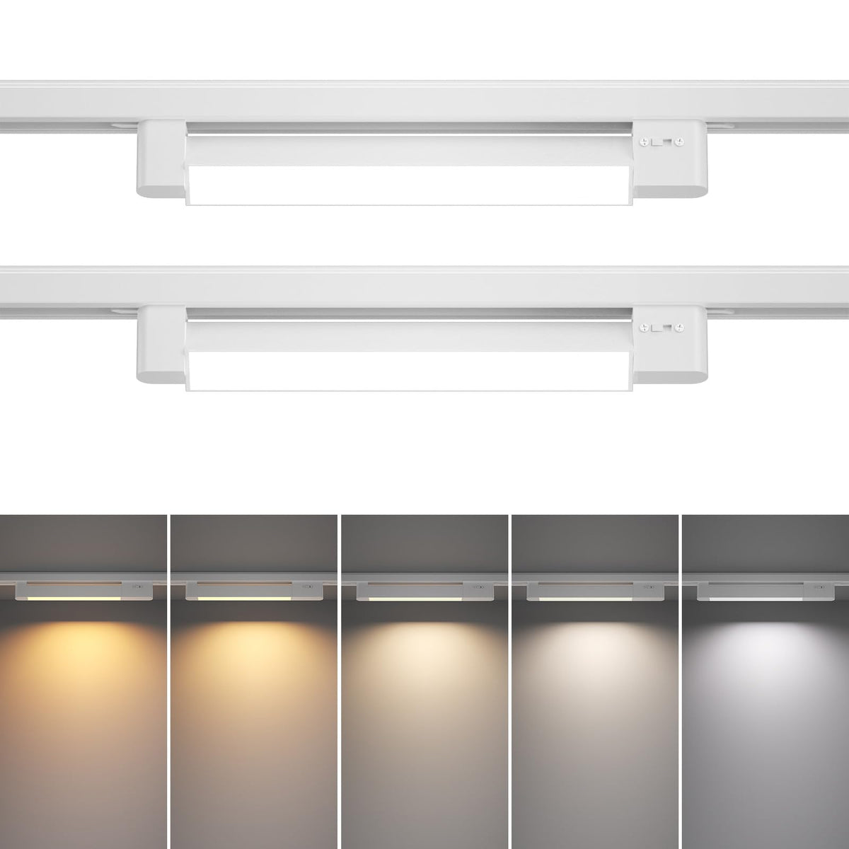 5 Color Linear H Track Lighting Heads Dimmable, White 15W 2 Pack