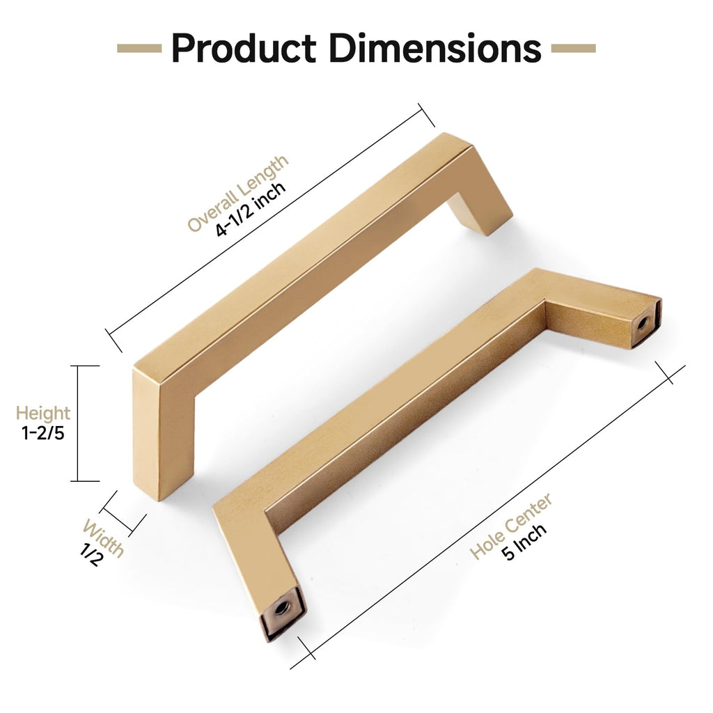 30 Pack 5 Inch Cabinet Handles - Champagne Bronze Modern Square Gold Cabinet Pulls Kitchen Drawer Handles for