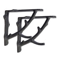 Decorative Shelf Brackets, 2 Pack of 7 x 2 x 7.3 inch, Black Cast Iron Rustic Shelf Brackets - Metal Shelf Brackets