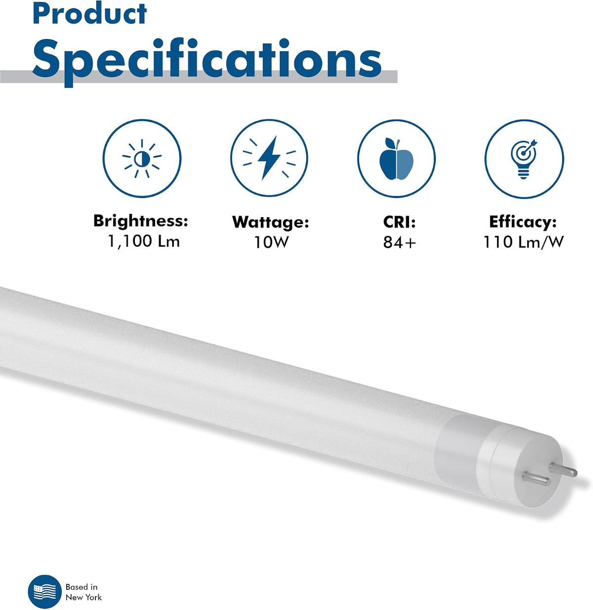 2 ft. T8 G13 LED, TLD 18W/840, Type A Plug & Play, 4100K, Frosted