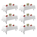 6 Pack White Table Cloth Rectangle Table 60 x 102 Inch Tablecloths for 6 Foot Rectangle Tables. Stain and Winkle