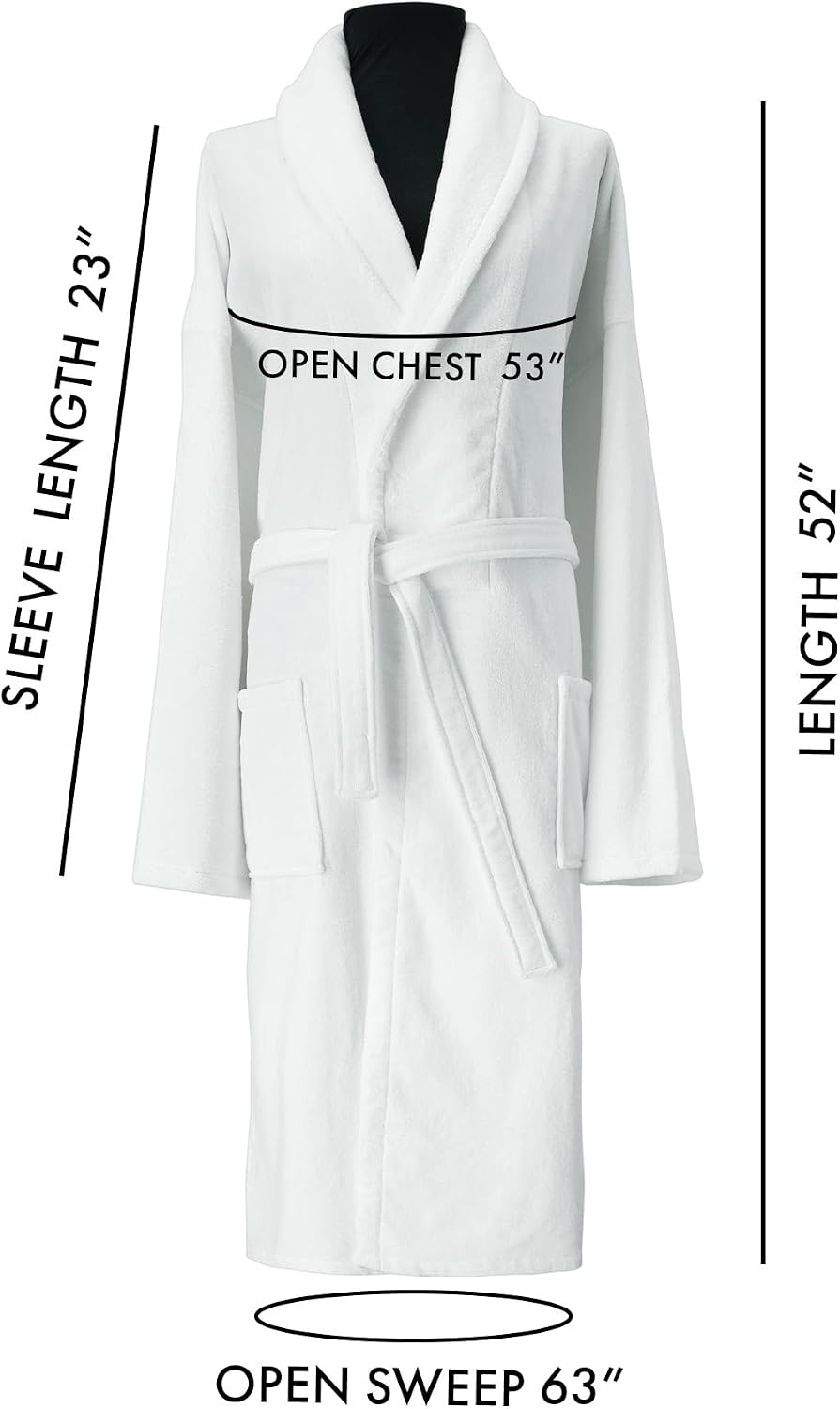 Unisex Luxury Plush Velour Premium Cotton Bathrobe - Ultra Soft And Absorbent Long Robe