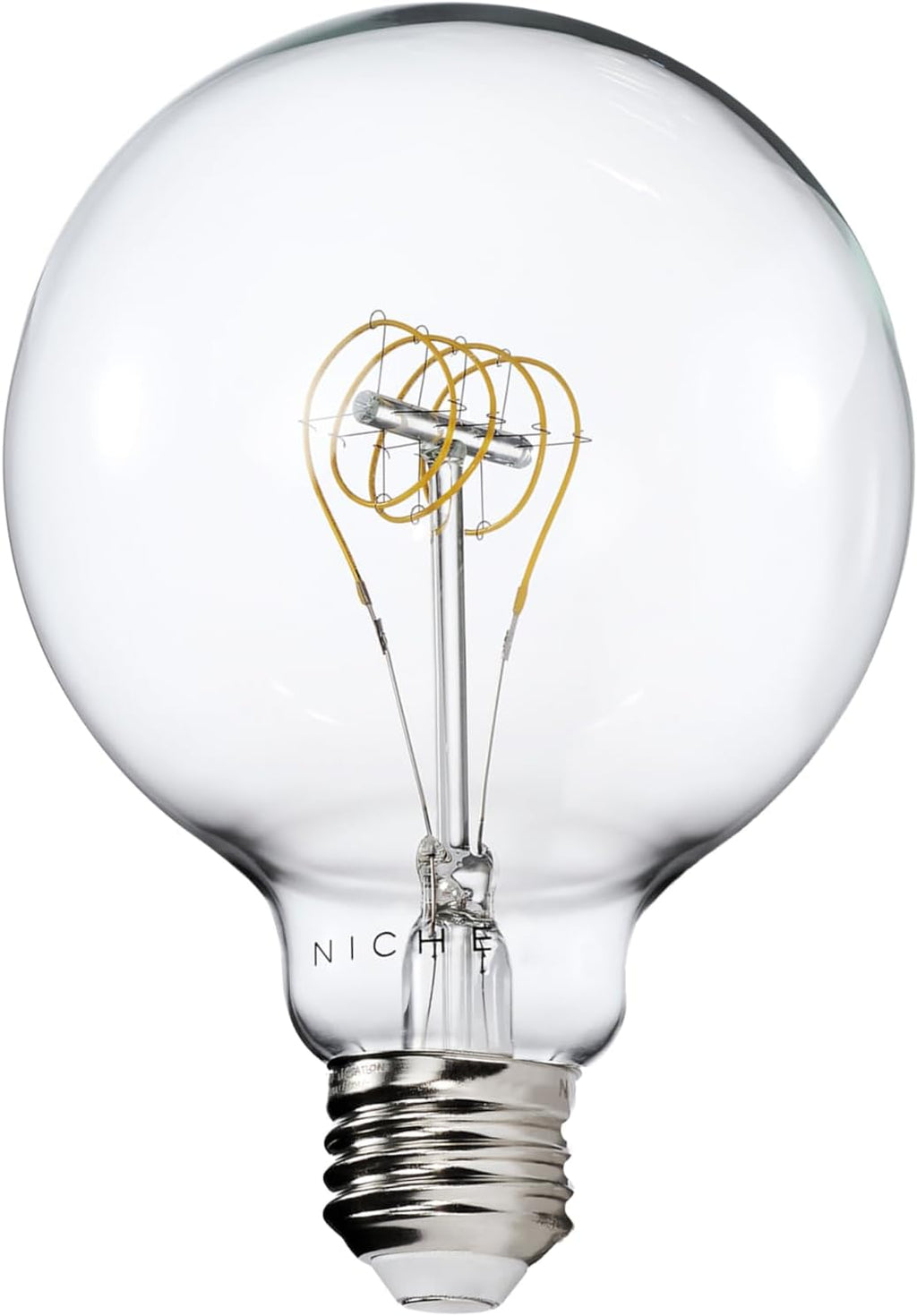 G30 LED Bulb,Single Pack, 1.25W x 1.78H inches, Indoor, Quad Loop Filament, 2200K Warm White, 5.3W, Dimmable, E26
