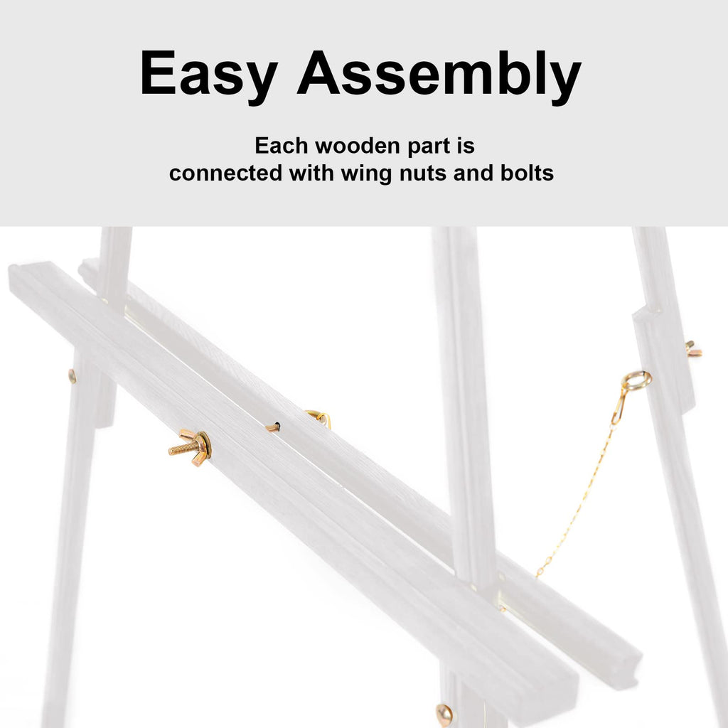65" A-Frame Wooden Tripod Easel Stand, White, 2 Pack