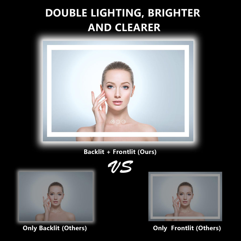 60x36 LED Bathroom Mirror with Lights, Lighted Vanity Mirror