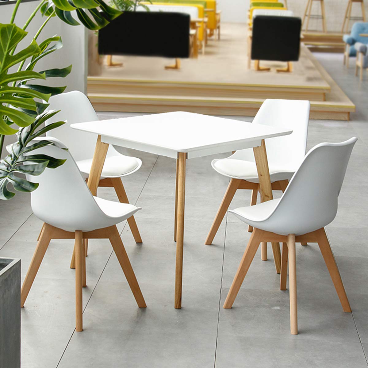 Inspired Saarinen Style Set of 4 Modern Dining Chairs, High Backrest Kitchen Chairs, Elegant Mid Century Side Chairs w/Padded Seat, Solid