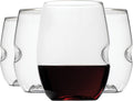 Unbreakable Plastic Wine Glasses - Stemless Shatterproof Tritan Glassware, Fancy Cups That Look Like Glass, 16oz, Set