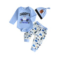 Newborn Baby Boy Clothes Long Sleeve Romper Pants Hat Set