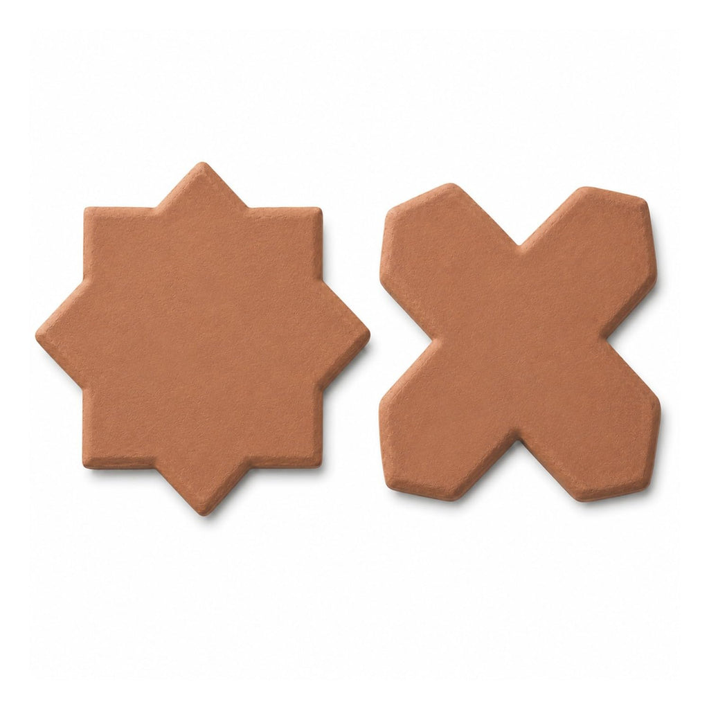 Lincoln Star & Cross Saltillo Terracotta Tile | Unsealed Handmade Mexican Tile - (10, Star & Cross Tile)