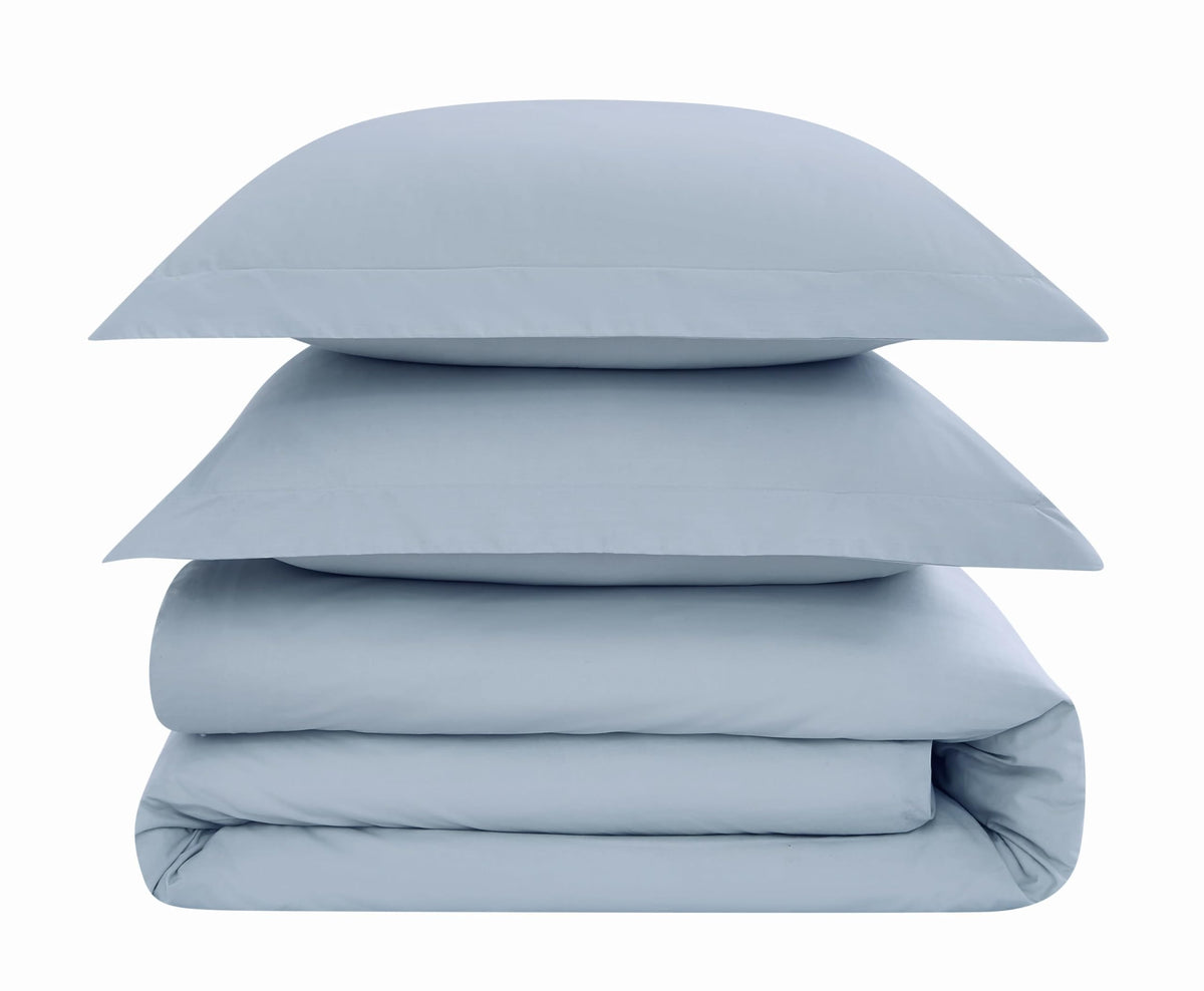 Solid Cotton Percale Sky Blue Twin/Twin XL 2 Piece Duvet Set