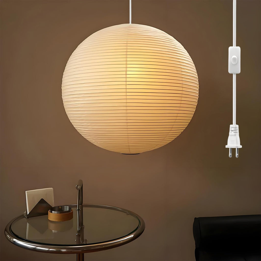 12 Inch Round Plug in Hanging Paper Lantern Lights with Cord