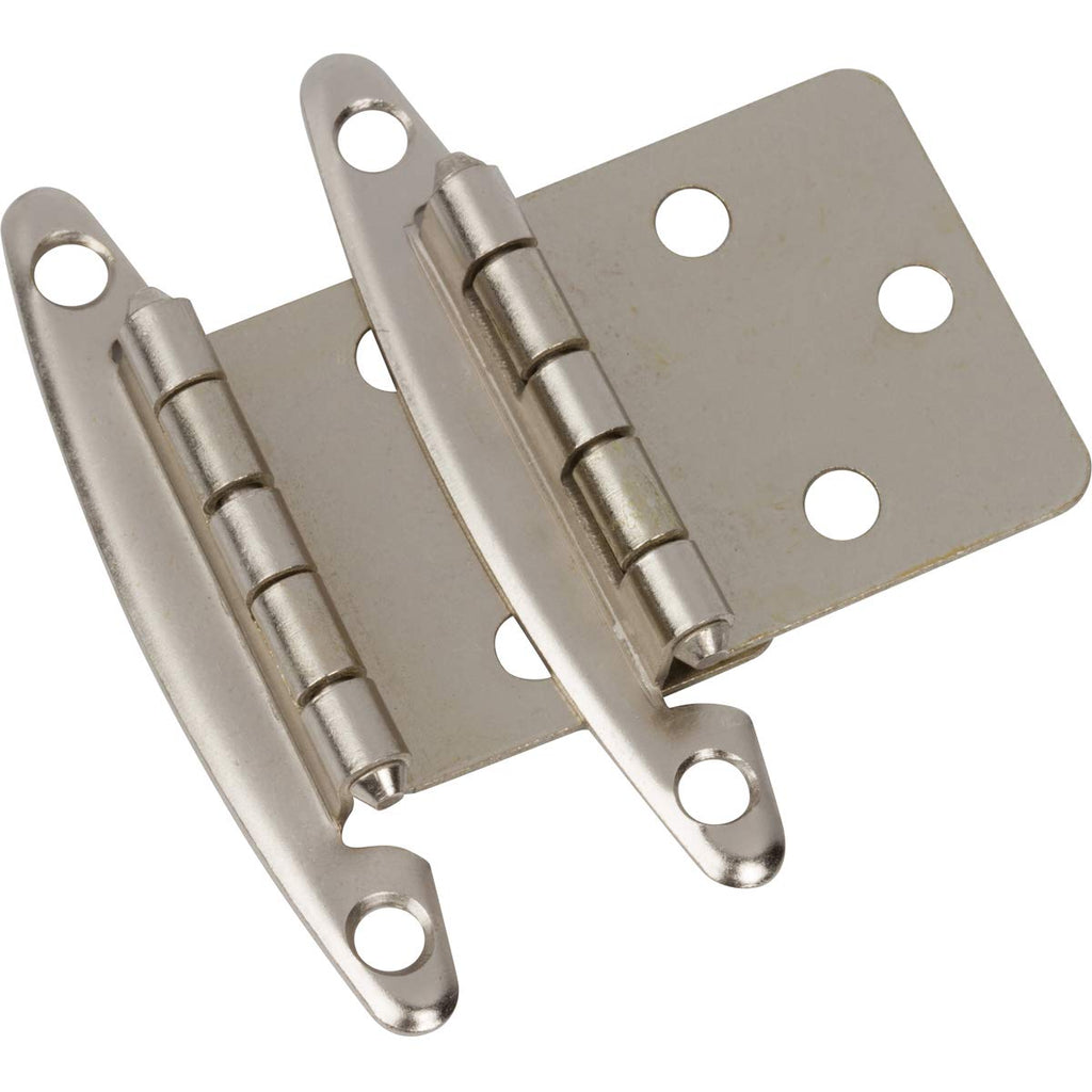 (25 Pairs Pack/50 Pcs) Satin Nickel, Non Self Closing/Free Swinging Variable Overlay Flush Cabinet Hinge