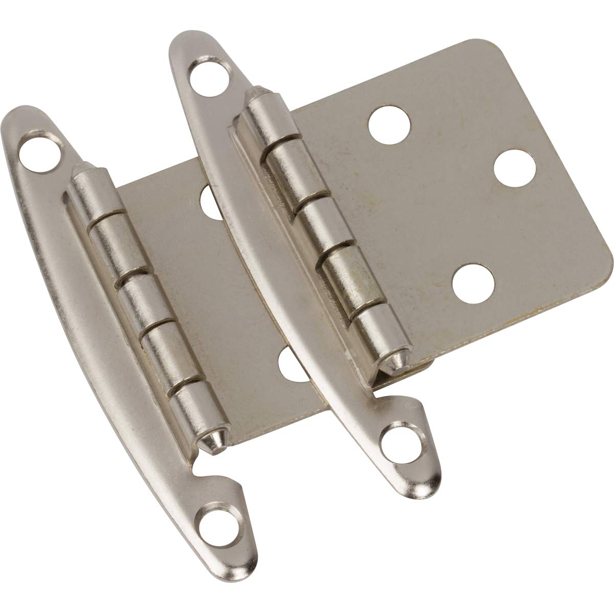 (25 Pairs Pack/50 Pcs) Satin Nickel, Non Self Closing/Free Swinging Variable Overlay Flush Cabinet Hinge