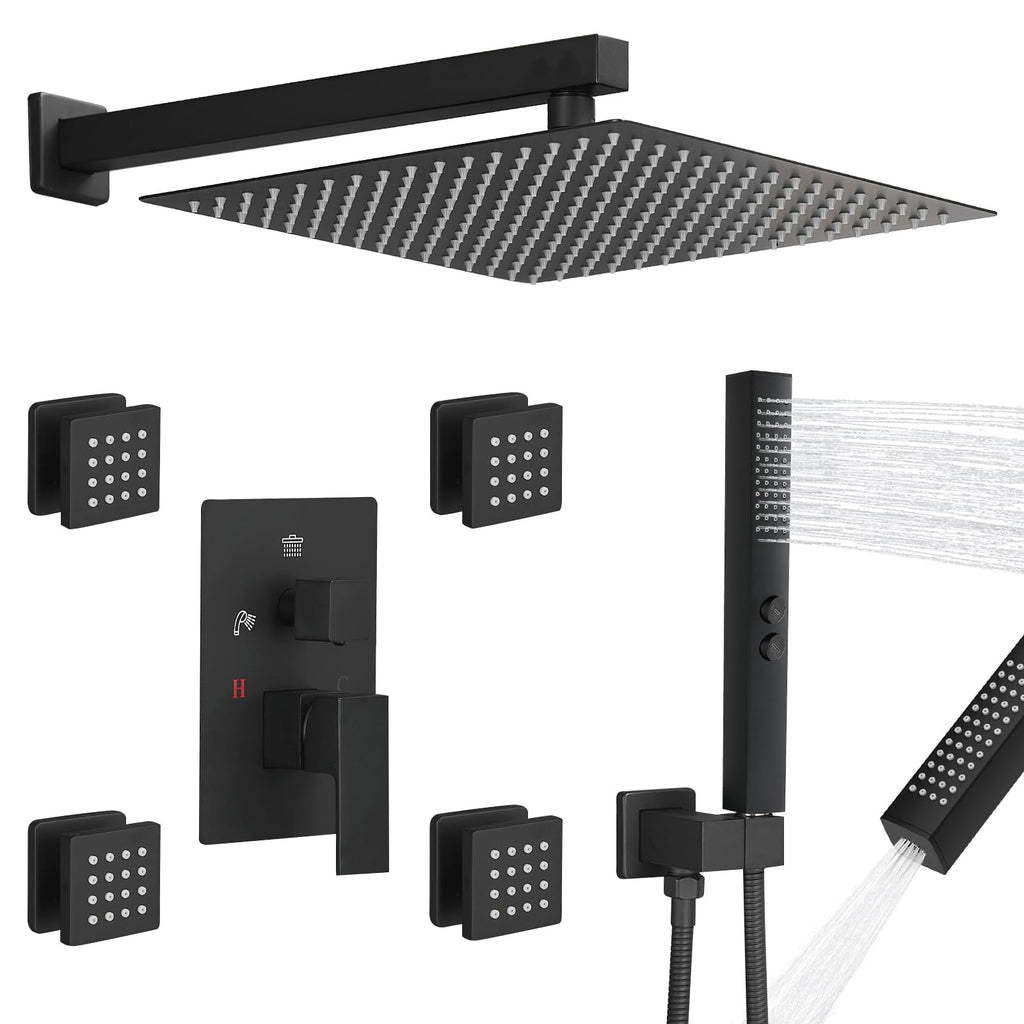 Rainfall Shower System with 4 Full Body Jet 4 Mode Shower Faucet Set