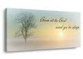 Canvas Wall Art of Misty Sunset & Tree Plant Picture Home Above Bed, White Country Wood Sign, Give It To God & Go to