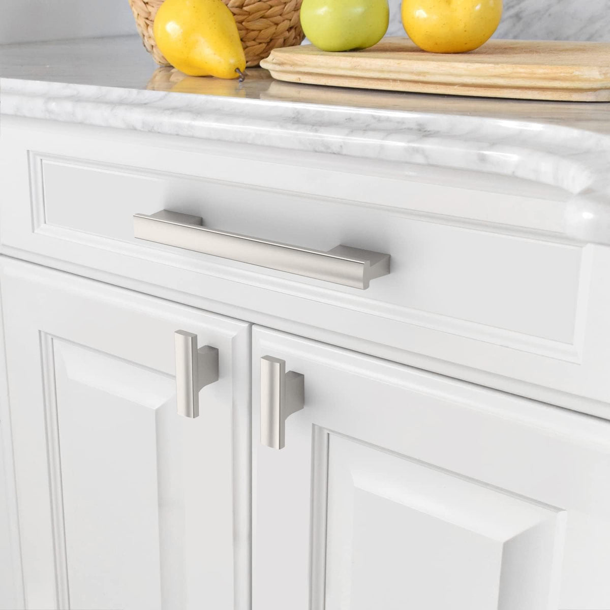 20 Pack Brushed Satin Nickel Cabinet Pulls 5 Inch(128MM) Hole Centers Kitchen Cabinet Handles Hardware Kitchen