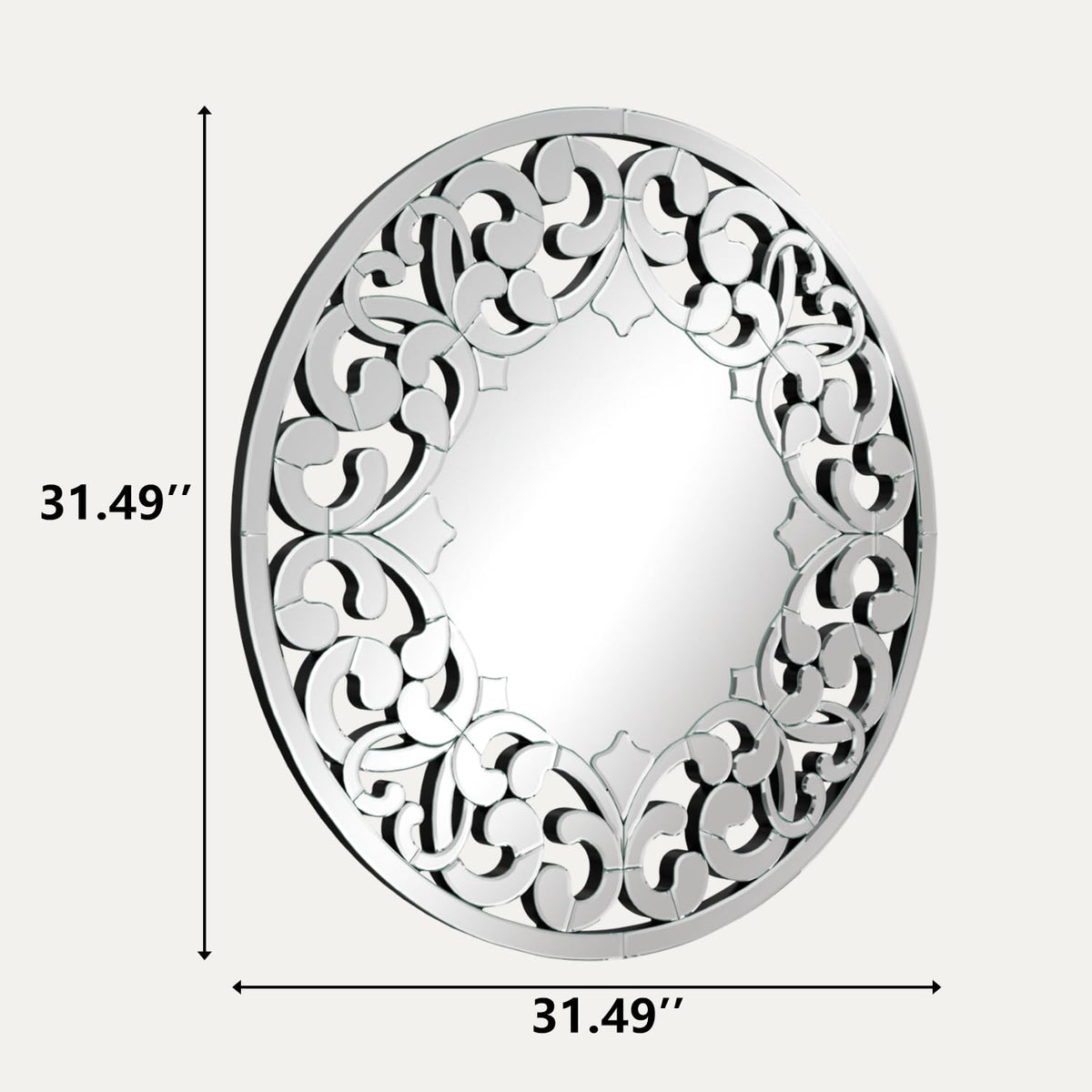 Round Wall Mirror 32 Inch Modern Silver Decorative Mirror