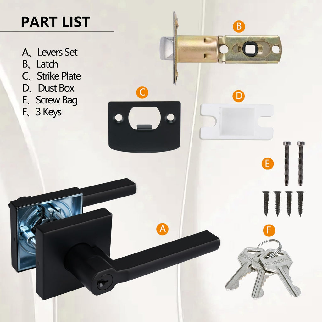Keyed Entry Lever Lock in Matte Black for Exterior Door HD1601-DB-ET-1P