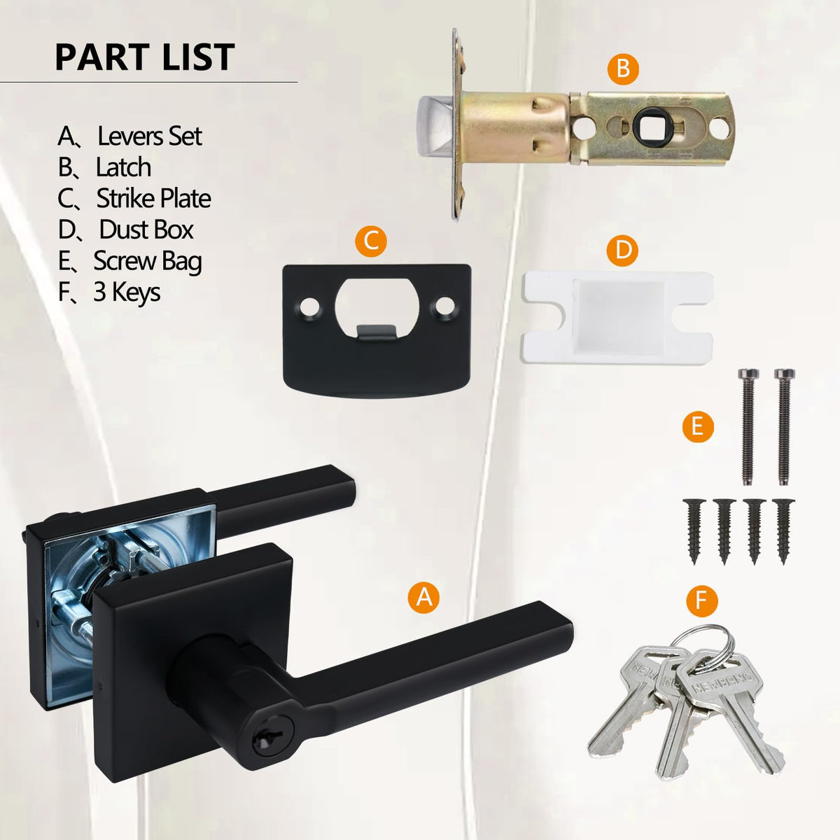 Keyed Entry Lever Lock in Matte Black for Exterior Door HD1601-DB-ET-1P