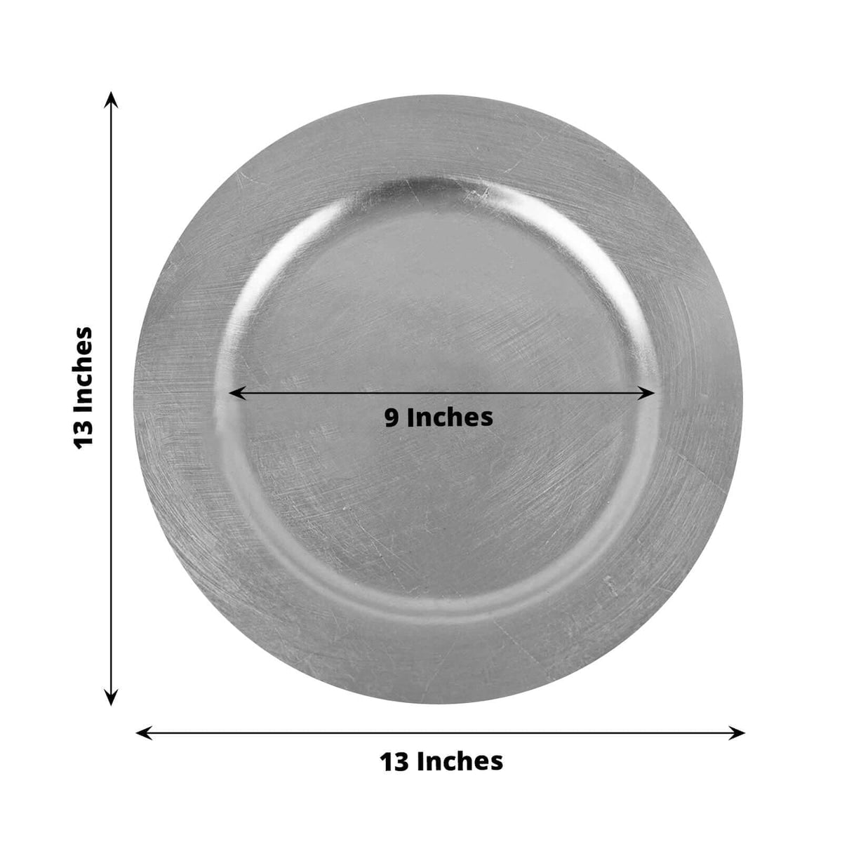 12 pcs 13" Silver Round Charger Plate Dinner Chargers for Tabletop Decor Holiday Wedding Catering Event Decoration