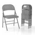 Metal Folding Chairs Steel Frame with Double Hinged Kitchen Dinning Wedding Patio and Garden, No Assembly, Set of 4