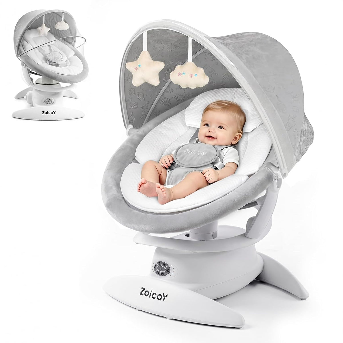 In-1 Baby Swings for Infants with Removable Rocker and Motion Detection