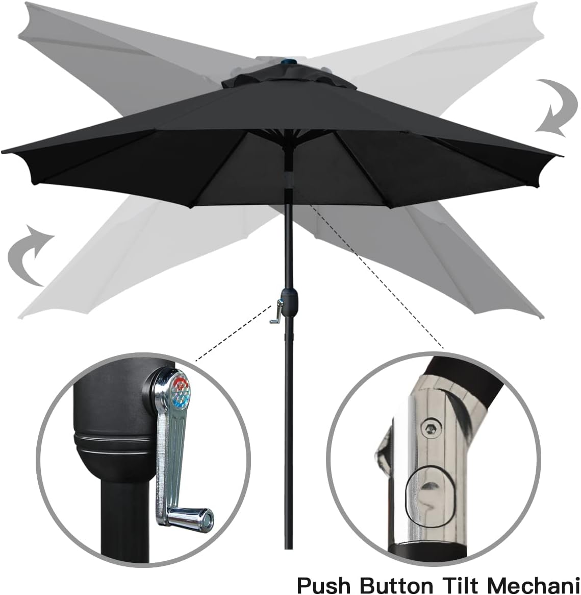 9' Patio Umbrella Outdoor Table Umbrella with 8 Sturdy Ribs