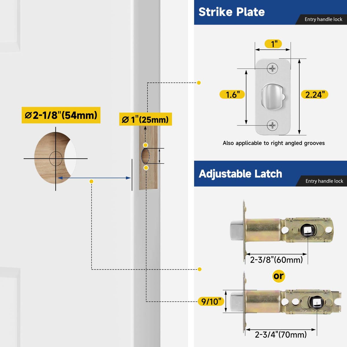 Keyed Entry Door Lever, Door Handle with Lock and Key, Exterior & Interior Door Handle , Wave Style Lever Satin